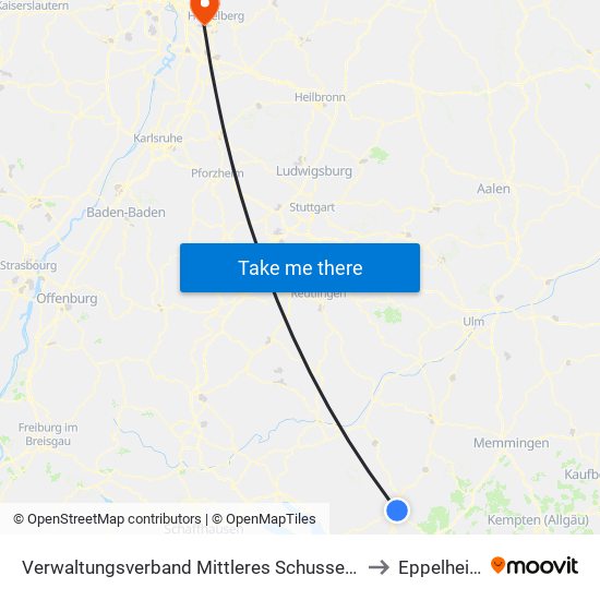 Verwaltungsverband Mittleres Schussental to Eppelheim map