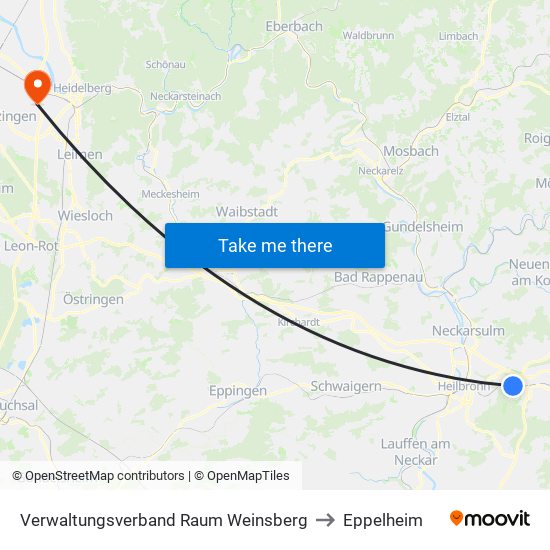 Verwaltungsverband Raum Weinsberg to Eppelheim map