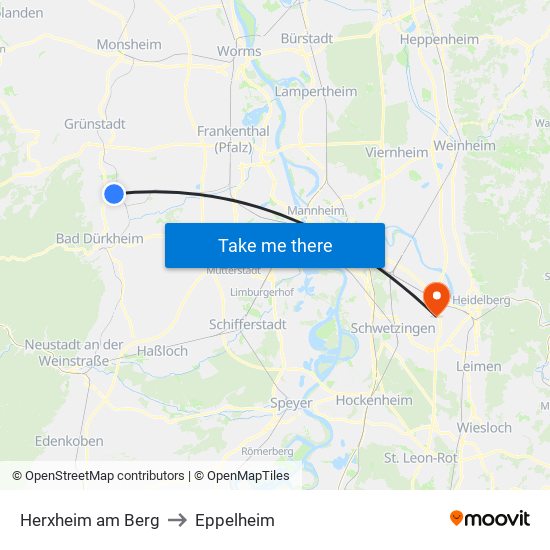 Herxheim am Berg to Eppelheim map