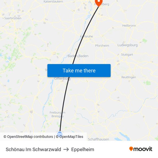 Schönau Im Schwarzwald to Eppelheim map