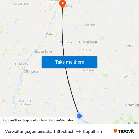 Verwaltungsgemeinschaft Stockach to Eppelheim map