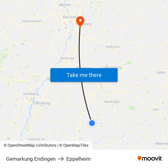 Gemarkung Endingen to Eppelheim map