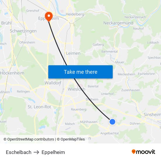 Eschelbach to Eppelheim map