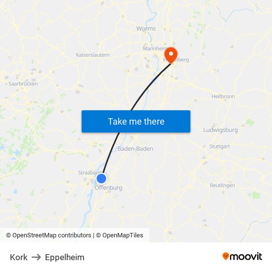Kork to Eppelheim map