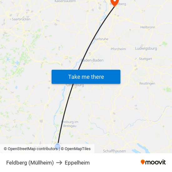 Feldberg (Müllheim) to Eppelheim map