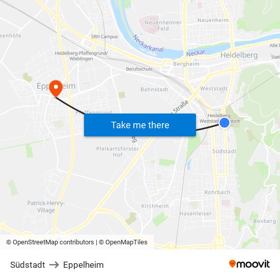 Südstadt to Eppelheim map