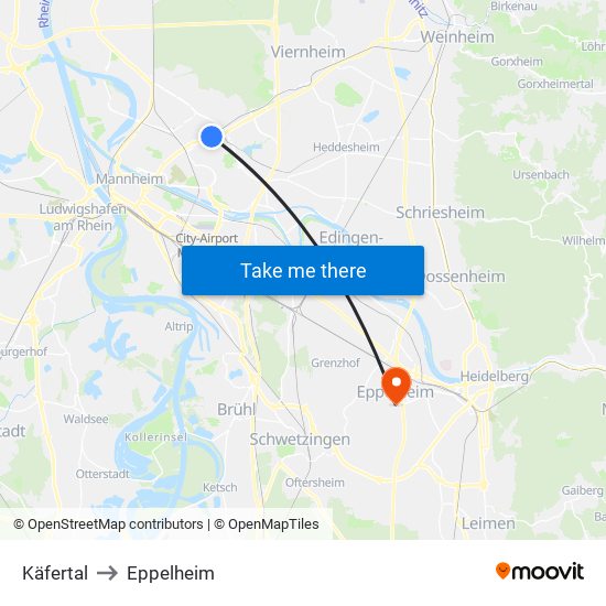 Käfertal to Eppelheim map