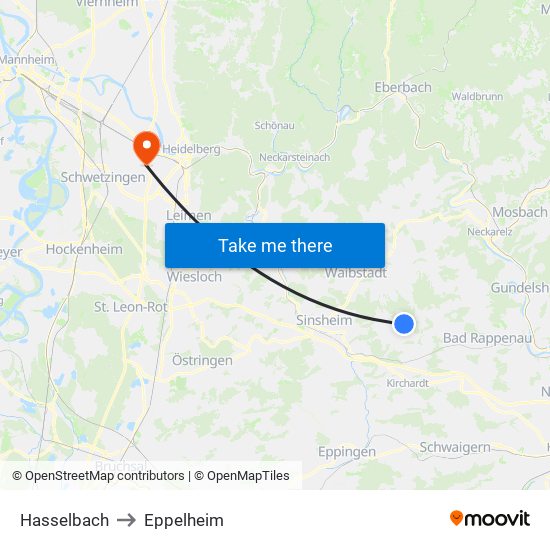 Hasselbach to Eppelheim map