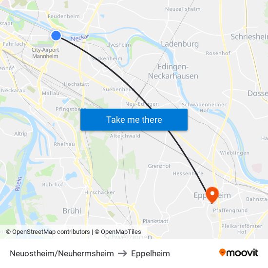 Neuostheim/Neuhermsheim to Eppelheim map