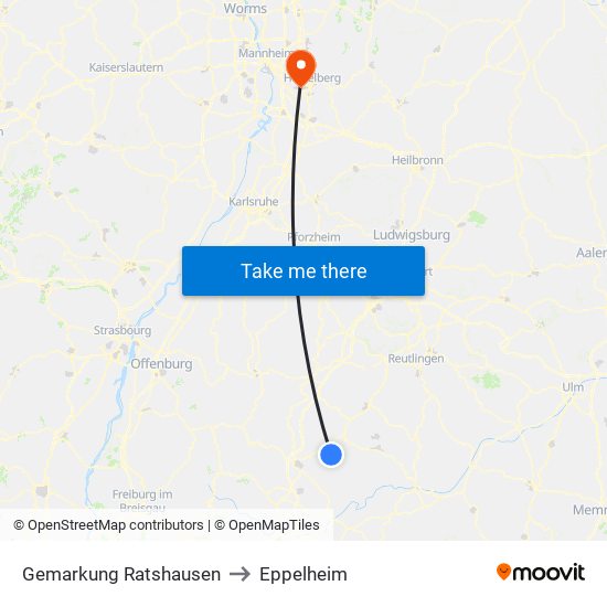 Gemarkung Ratshausen to Eppelheim map
