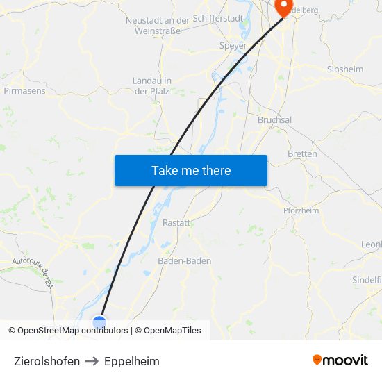 Zierolshofen to Eppelheim map