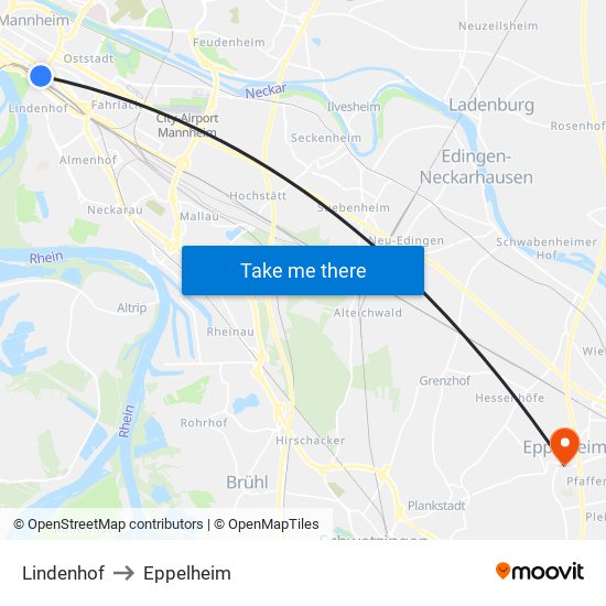 Lindenhof to Eppelheim map