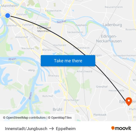 Innenstadt/Jungbusch to Eppelheim map