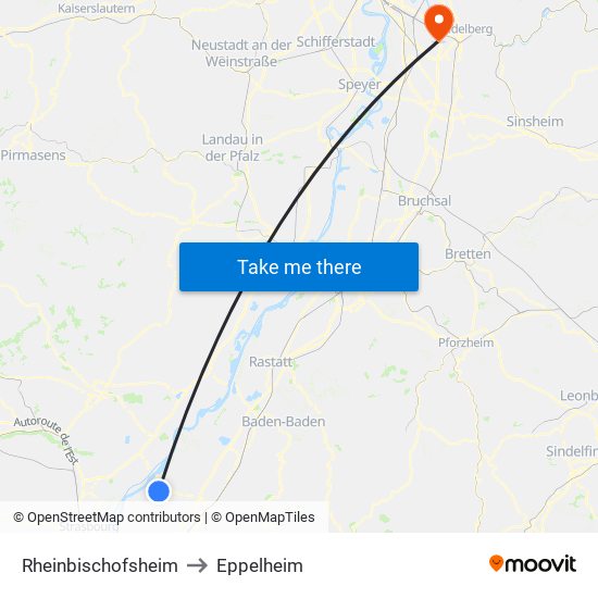 Rheinbischofsheim to Eppelheim map