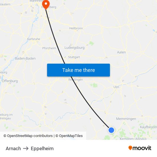 Arnach to Eppelheim map