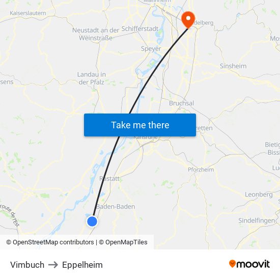 Vimbuch to Eppelheim map