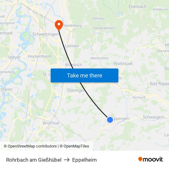 Rohrbach am Gießhübel to Eppelheim map