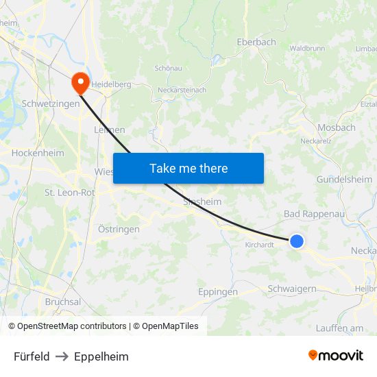 Fürfeld to Eppelheim map
