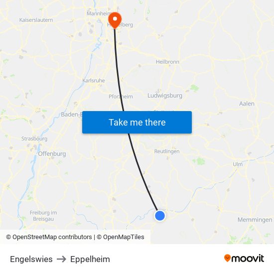 Engelswies to Eppelheim map