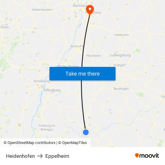 Heidenhofen to Eppelheim map