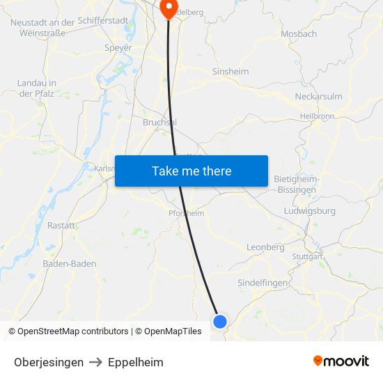 Oberjesingen to Eppelheim map