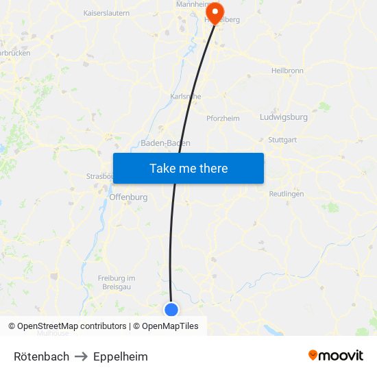 Rötenbach to Eppelheim map