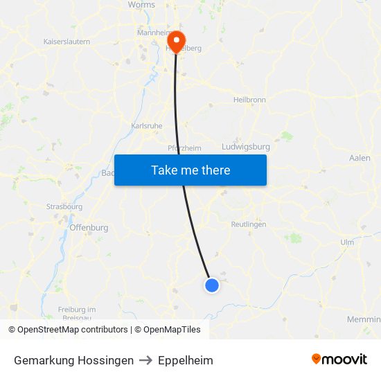 Gemarkung Hossingen to Eppelheim map