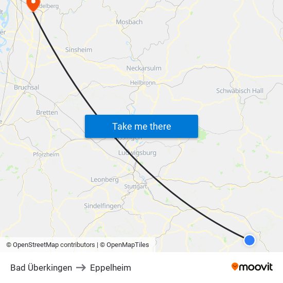 Bad Überkingen to Eppelheim map