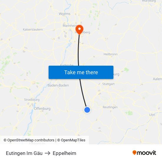 Eutingen Im Gäu to Eppelheim map