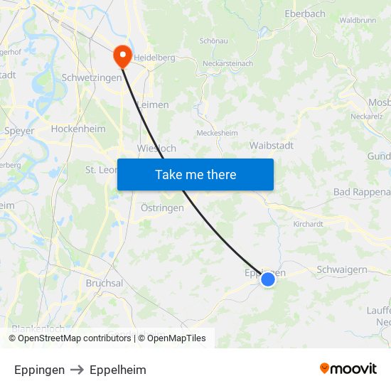 Eppingen to Eppelheim map