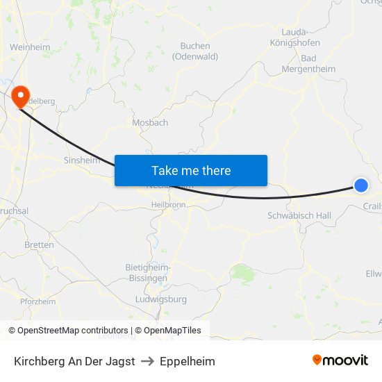 Kirchberg An Der Jagst to Eppelheim map
