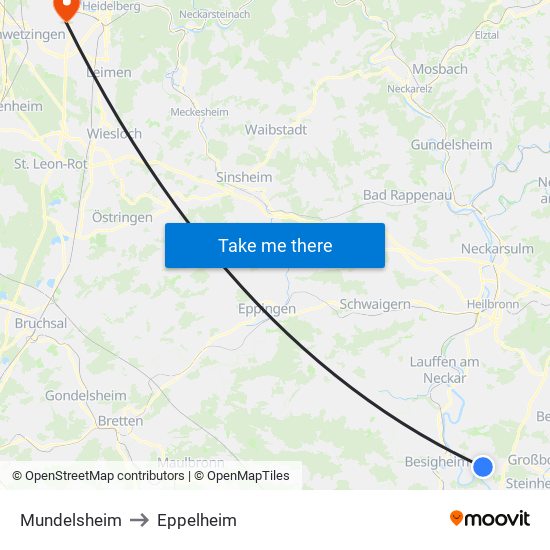 Mundelsheim to Eppelheim map