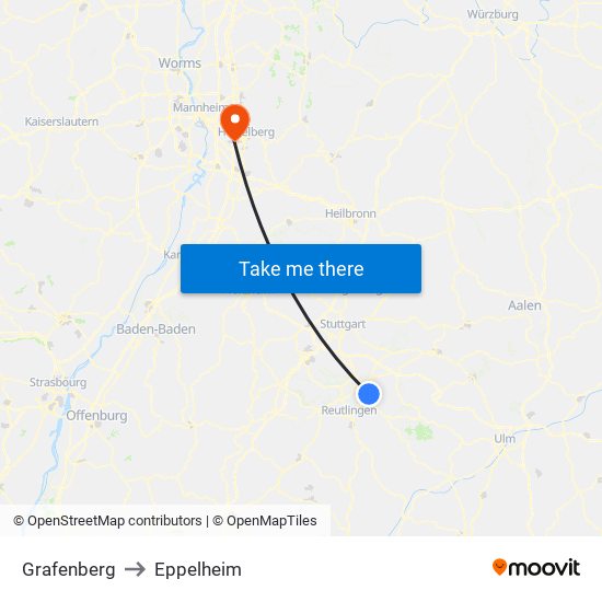 Grafenberg to Eppelheim map