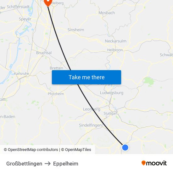 Großbettlingen to Eppelheim map