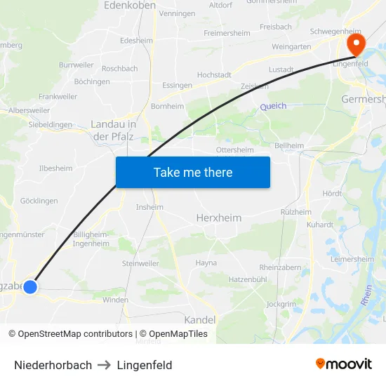 Niederhorbach to Lingenfeld map
