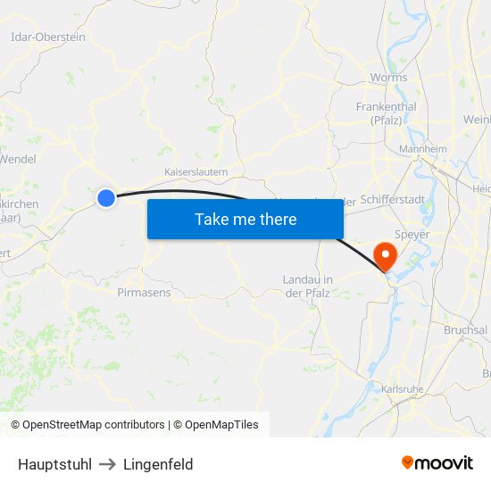 Hauptstuhl to Lingenfeld map