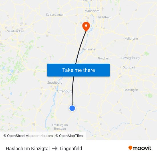 Haslach Im Kinzigtal to Lingenfeld map