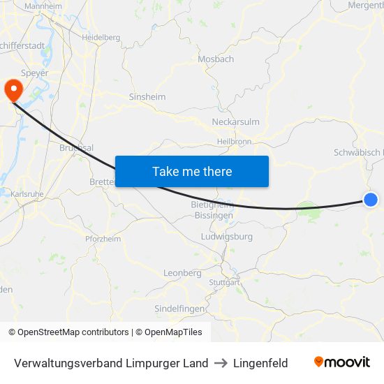 Verwaltungsverband Limpurger Land to Lingenfeld map