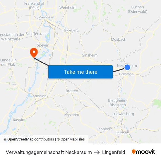 Verwaltungsgemeinschaft Neckarsulm to Lingenfeld map