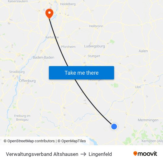 Verwaltungsverband Altshausen to Lingenfeld map