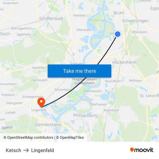 Ketsch to Lingenfeld map