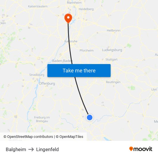 Balgheim to Lingenfeld map