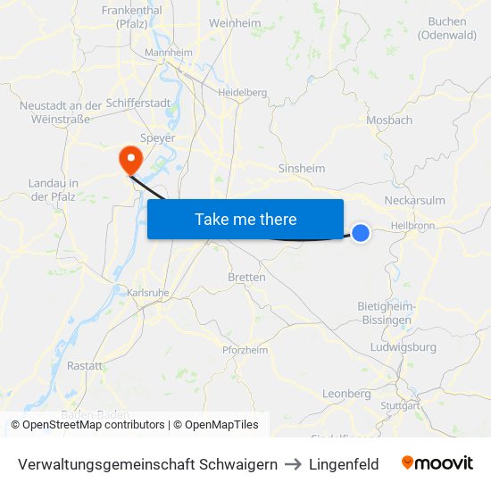 Verwaltungsgemeinschaft Schwaigern to Lingenfeld map