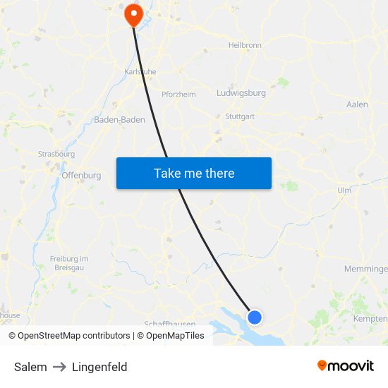 Salem to Lingenfeld map