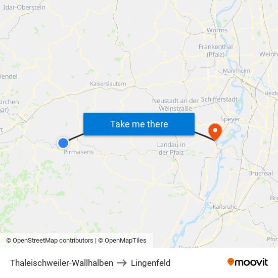 Thaleischweiler-Wallhalben to Lingenfeld map