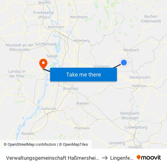 Verwaltungsgemeinschaft Haßmersheim to Lingenfeld map