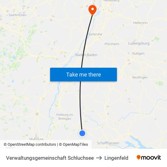 Verwaltungsgemeinschaft Schluchsee to Lingenfeld map
