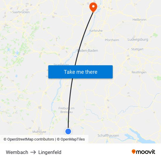 Wembach to Lingenfeld map