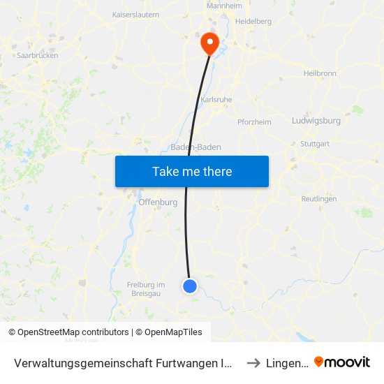 Verwaltungsgemeinschaft Furtwangen Im Schwarzwald to Lingenfeld map