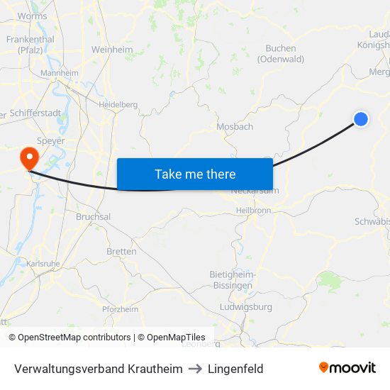 Verwaltungsverband Krautheim to Lingenfeld map